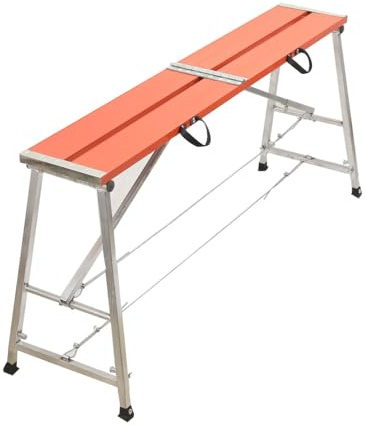 Cozyel 150cm Plateforme de Travail Échafaudage Pliant Portable en Alliage daluminium, Capacité de Charge 300 kg, Pieds Antidérapants, Tabouret de Peinture pour Cloisons Sèches, Nettoyage, Lavage