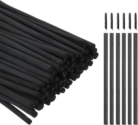 sourcing map Willow Charcoal Sticks, 3-5mm Willow Charcoal Pencils Soft Sketch Vine Art Supplies Set for Drawing Sketching Shading Painting Artists Beginners (Black, Pack of 100)
