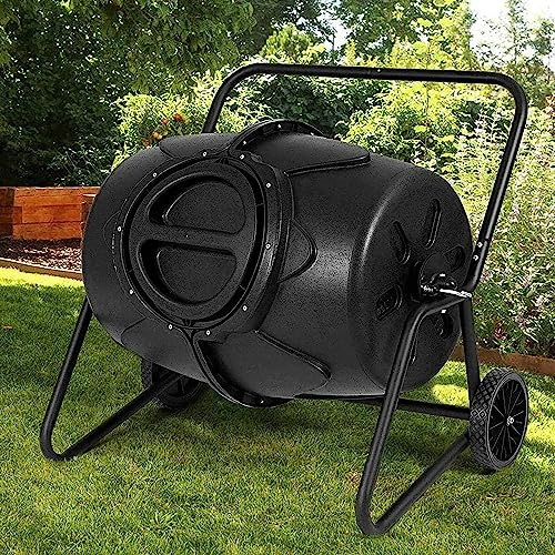 Composteur rotatif de 170 l avec roulettes, solution de compostage robuste toutes saisons pour la ferme et la cuisine