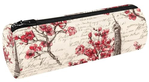 VAPOKF Trousse à crayons Paris Eiffer en forme de tour de cerisier en fleurs de cerisier pour ranger des crayons, des cosmétiques, des cosmétiques, des articles de papeterie, l'école, le bureau