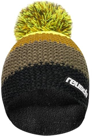Reusch Enzo Beanie Berretto, Nero-Marrone-Giallo, Taglia Unica Unisex-Adulto