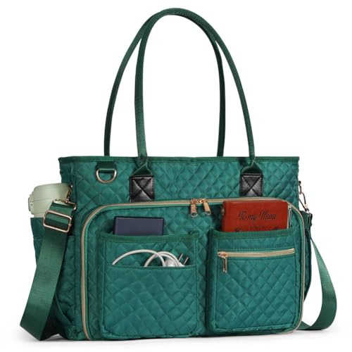 APXEL Borsa Porta Pc, Cartella Leggera Espandibile Impermeabile, Insegnante, Ufficio, Borsa Lavoro Donna per Pc 14/15.6, Con Tasche Isolate, Per Viaggi/Affari/Scuola/Uomini/Donne-Verde