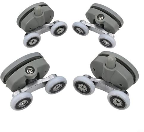 Honseadek Juego de 4 rodillos de mariposa dobles para puerta de ducha, ruedas de repuesto superiores e inferiores, ajustables para vidrio de 4 a 6 mm de grosor, compatible con 19/23/25/27 mm (19 mm)