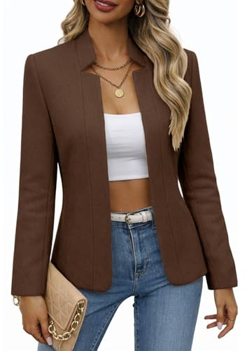 Mina Self Wool Blazer Jacket for Women 2026 Fall Winter Black Womens Dressy Casual Cropped Cardigan Women's Warm Soft Trendy Fitted Professional Outfit Womens Suit Blazers for Work