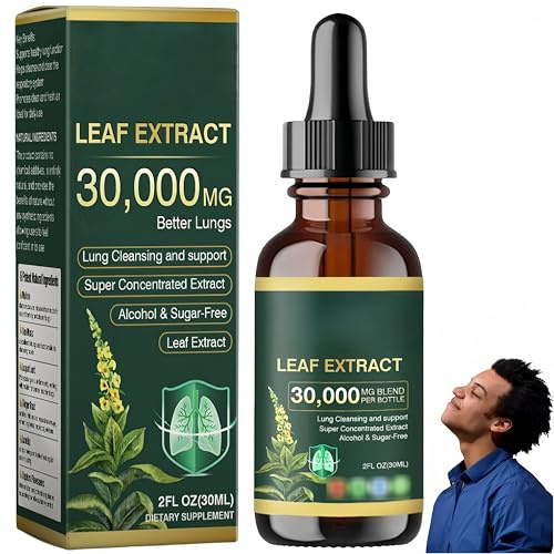 Gotas de extracto de hoja de Mullien para limpieza pulmonar orgánica, extracto de plantas naturales, para hombres y mujeres (1 Piezas)