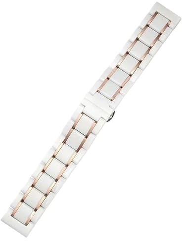 Keramiskt klockarmband 14 mm 18 mm 20 mm 22 mm metallband med snabbkoppling Universal Justerbar(White rose gold,14mm)