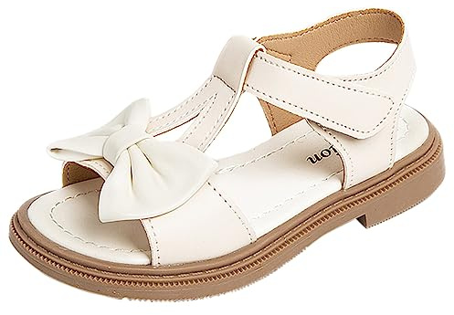 Generisch Sandales d'été 2026 pour fille - Avec lanières ouvertes - Élégantes - Pour jeune enfant - Mariage - Fête - Avec nœud - Aspect brillant, Blanc., 35 EU