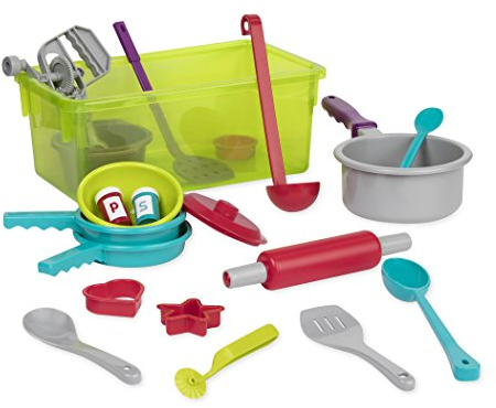 Battat Kinderküche Zubehör Geschirr Set und Topfset – Kinder Kochgeschirr für Spielküche – Spielzeug Küchenzubehör Spielgeschirr ab 3 Jahre (21 Teile), Lindgrün