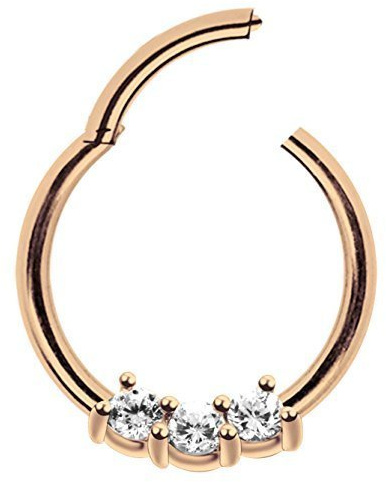 Piercing Ring Smooth Segment Clicker mit Stein in 1,2 mm Stärke