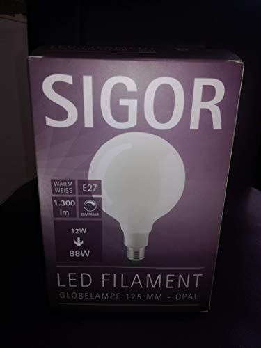 Sigor LED-Filament Globe E27 12W opal 125mm