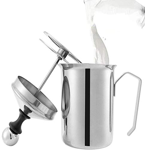 800ml Montalatte, Lychee Schiumalatte Acciaio Inossidabile Manuale Palmare Montalatte a Doppia Parete Schiuma Mousse Mixer per Caffè, Latte, Caffè Caldo al Cioccolato Cappuccino Foamer Crema