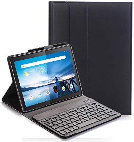 C/N Teclado Funda para Lenovo Tab M10 TB-X605/TB-X505, QWERTY Slim Teclado Keyboard Case con Magnético Desmontable Inalámbrico Bluetooth para Lenovo Tab M10 TB-X605F/L TB-X505F/L 10,1 Pulgada, Negro
