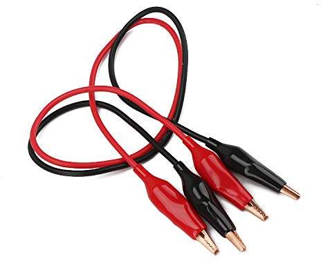 AWEHIRU Double-ended Alligator Clip Cable Insulated Wire Multimeter Test Leads Set Alligator Clip Clamps (Black & Red) 2Pcs