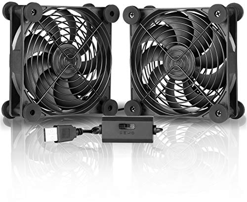 SXDOOL Quiet Dual 120mm 5V USB Computer PC Fan with Speed Controller,for Router Desktop Laptop Receiver DVR PlayStation Xbox Cooling