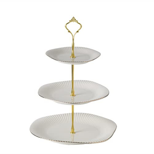 Bellairis Présentoir à cupcakes en céramique à 3 étages - Présentoir à gâteaux - Arbre à dessert en porcelaine - Pour mariage, anniversaire, fête - Blanc - Coquillage
