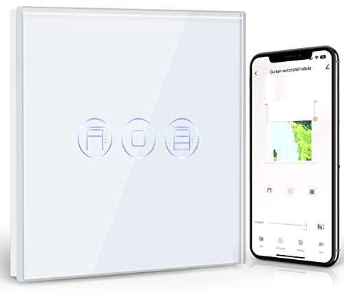 BSEED Interruttore Tapparelle WIFI, Telecomando e Funzione Timer con Smart Life o Tuya APP, Compatibile con Alexa Echo e Google Home, Interruttore WIFI Tattile per Tende a Rullo Bianco