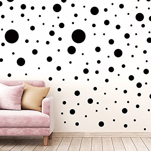 Zonon 264 Pcs Polka Dot Wall Decals for Classroom Decor Kids Circle Wall Sticker Vinyl Peel and Stick Colorful Removable for Nursery Bedroom Playroom Living Room(Black)