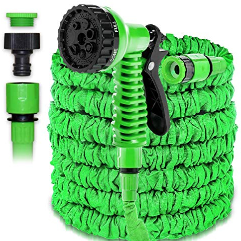 Wasserschlauch Flexibel Gartenschlauch Dehnbarer Wasser Schlauch 7,5m 25ft 15m 50ft 22,5m 75ft 30m 100ft 37,5m 125ft 45m 150ft 60m 200ft 75m 250ft Flexibel Bewässerung, Farbe:Grün, Länge:7.5m - 25ft