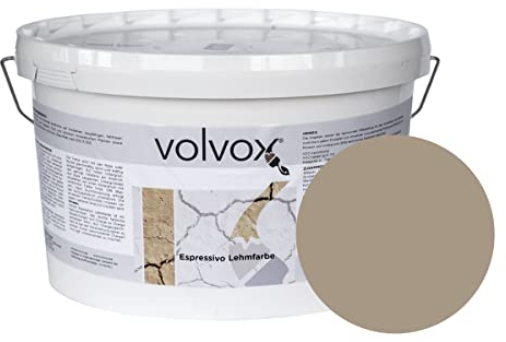 ecotec Naturfarben GmbH Volvox Espressivo Lehmfarbe - Wandfarbe matt - hohe Deckkraft - streichfertige Naturfarbe PG B sand beige 5 L