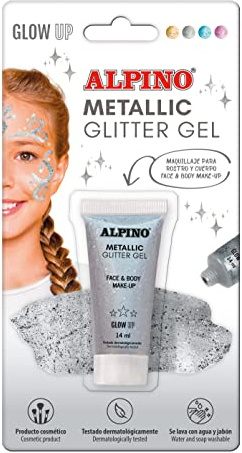 Metallic Glitter Gel Alpino Festa argento | Gel viola metallizzato con base argento| Viola liquida | Trucco viso liquido per feste, Carnevale, Halloween | Pittura facciale adatta a bambini e adulti