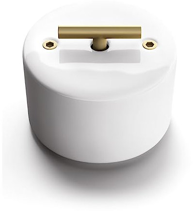 FONTINI - Va-et-vient metal laiton dore satine porcelaine blanche DO
