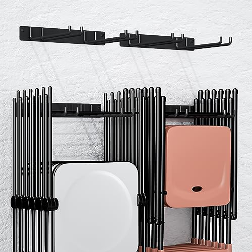 MOOMSINE Garage Storage Organization Wall Mount, Heavy Duty Folding Chair Storage, Garden Tool Hanger for Patio, Beach & Camping Chairs Organizer Hooks, Holds 240 lbs - 2 Pack | Max load 240 lbs, easy to install, metal, for lawn, beach, camping chairs