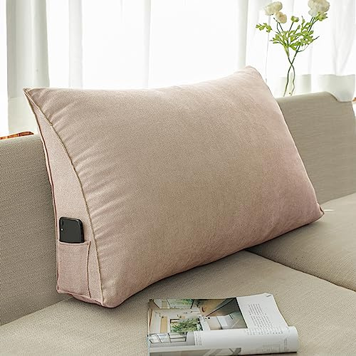 NENIUX Coussin de dossier triangulaire pour tête de lit, coussin de lecture, coussin cale, coussin de soutien lombaire - Pour canapé, bureau, tatami, 60 x 50 x 20 cm, beige