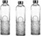WESTCRAFT Gourde élégante en verre oriental de 1 l avec bouchon à vis, hermétique, pour eau, jus dans le réfrigérateur, bouteilles en verre vintage (lot de 3 bouteilles rétro VG 3 x Edge)