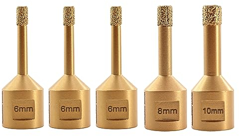 SHDIATOOL Diamant Bohrrone Fliesenbohrer mit M14 Gewinde 6/6/6/8/10mm Vakuumgelötete Diamant Lochsäge für Porzellan Fliese Granit Marmor Trockenbohren Diamanthöhe 10mm, 5Stück