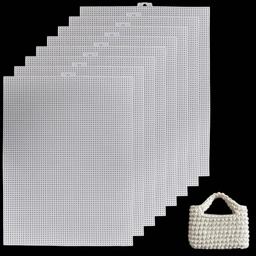 8 Bögen Netzstoff, 34 x 26 cm, weiße Kunststoff-Leinwand, zum Besticken mit Löchern 2,15 mm – Tasche, Basteln und Basteln