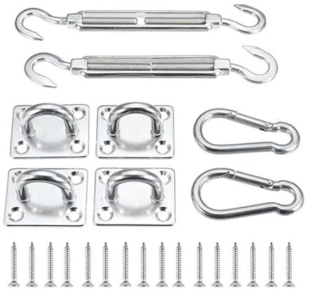 Stainless Sun Shade Sail Canopy Fitting for Rectangle Sun Shade Sail Installation Outdoors Patio Awning Attachment Set Sun Shade sail Hardware kit Rectangle Heavy Duty Stainless Steel (8mm)