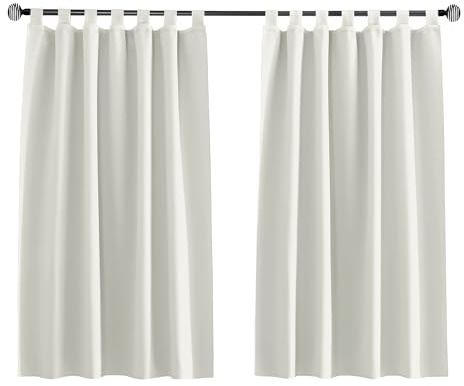 Tenger Home Gardinenschals Verdunkelungsvorhang Kurz Küchefenster Vorhang Gardinen Blickdicht Schlafzimmer mit Schlaufen, 1 Stück (Creme, B 100 x H 150 cm)