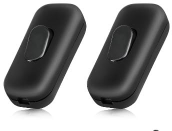 Paquete de 2 Interruptor Lampara Mesilla, Interruptores para Lamparas de Mesilla Bipolar, 6A 250V, Negros, Ajustables para Cables de 2 o 3 Líneas, Ideal para Lámparas de Escritorio y de Noche
