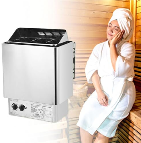 Elektrische Heimsauna, Saunaausrüstung Edelstahl-Heizofen mit internem Regler 3-Stunden-Timer Entgiftung und Schönheit für das Home Hotel Spa Dusche Dampfbad,6KW