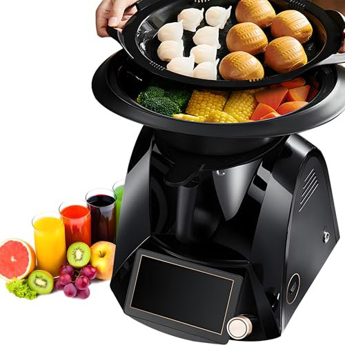 Robot de cuisine intelligent, 18 fonctions préréglées, machine à cuisiner automatique, écran tactile TFT 7 », robot de cuisine intelligent, 37-160℃ température réglable, cuiseur tout-en-un black