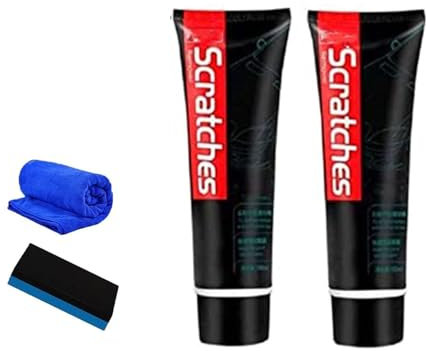 100ml Scratch Free Stove Top Scratch Remover,Polishing Wax for Glass Ceramic Stove Top,Car Paint Scratch Repair,Cooktop Heavy Duty Cleaner and Polish,Car Paint Scratch Glass Cleaner with Sponge (2)