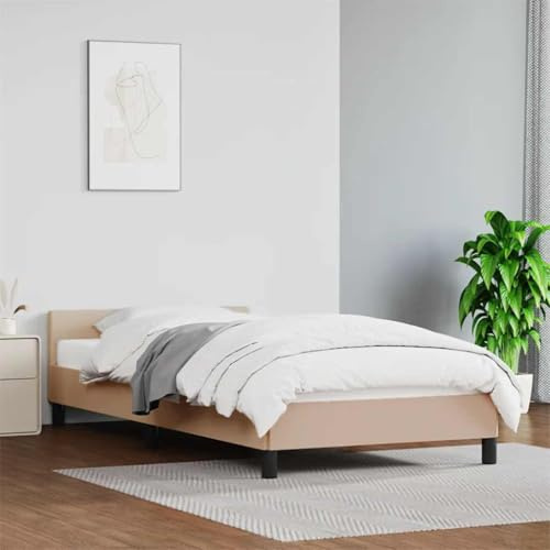 MOBCANT Bettgestell mit Kopfteil ohne Matratze, Einzelbett Seniorenbett Lattenrost Familienbett Geeignet für Wohnungen Schlafzimmer Gästezimmer Schulen Cappuccino 80x200 cm