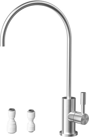 Poveta Trinkwasserhahn, Wasserhahn Küche Für Umkehrosmose Oder Wasserfiltersystem, Küchenarmatur Aus Edelstahl, Spültischarmatur Küche 360° Drehbarer, Armatur Küche Bleifrei, Gebürstetes Silber