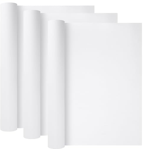 CHIHEUNG 3 rollos de papel de dibujo, rollo de papel de calco de 44 cm x 25 m, papel de regalo blanco, papel de póster para caballete, bocetos, pintura, envoltura de regalos, decoración de pared