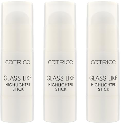 Catrice Glass Like Highlighter Stick, Nr. 010, Transparent, sofortiges Ergebnis, strahlend, vegan, ölfrei, ohne Parabene, ohne Mikroplastikpartikel, 3er Pack (3x5.3g)