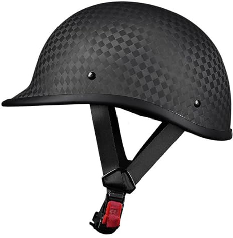 Casco Moto Retrò Stile Tedesco Fibra Carbonio Caschi Scodella Uomo Donna Omologato ECEDOT Caschi Demi-Jet Caschi Cromwell Con Fibbia Sgancio Rapido Casco Da Motociclista 1,L:59-60CM