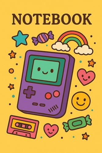Retro Gaming Notebook – Cute Kawaii Journal with Vintage Console, Cassette & Rainbow Cover: Fun Aesthetic Notebook for Kids, Teens & Gamers | 6x9 in, 100 Pages, Lined Paper