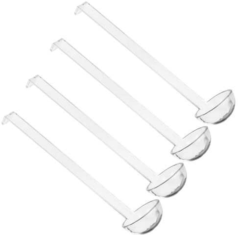 Amosfun Louche Transparente à Long Manche 4 Pièces en Plastique Réutilisable pour Service Sauce et Punch, Petite Cuillère de Traiteur pour Cocktail et Fête, Ustensile Cuisine Pratique