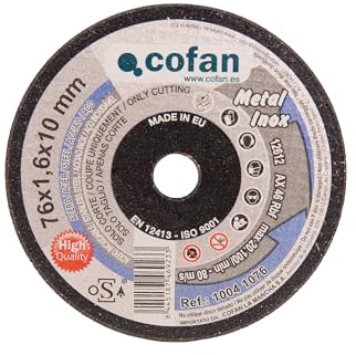 Cofan Disque à découper extra fin en acier inoxydable - Diamètre 76 mm - Épaisseur 1,6 x 22,23 mm