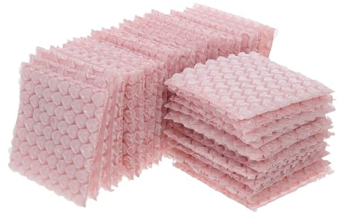 Veemoon 50 Stück Herzförmige Luftpolsterumschläge Rosa Stoßfeste Versandbeutel aus Verstärktem Kunststoff 10X10cm für Expresspakete und Geschenkverpackung