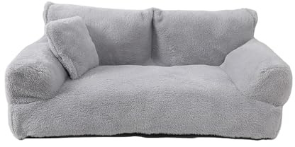 Sofá Cama para Perros, Sillón Reclinable para Mascotas con Base Antideslizante y Funda Extraíble, Mueble Suave para Perros Medianos y Grandes- Gris Claro
