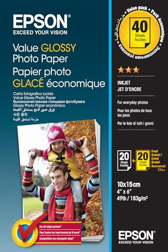 Epson Value Carta Fotografica Lucida - Lucida - 100 X 150 Mm 20 Fogli Di Carta Fotografica (confezione Da 2)