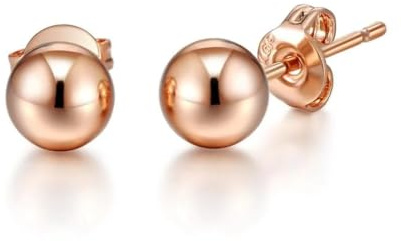 Boucles D'oreilles Tige Boule Plaqué Or Rose