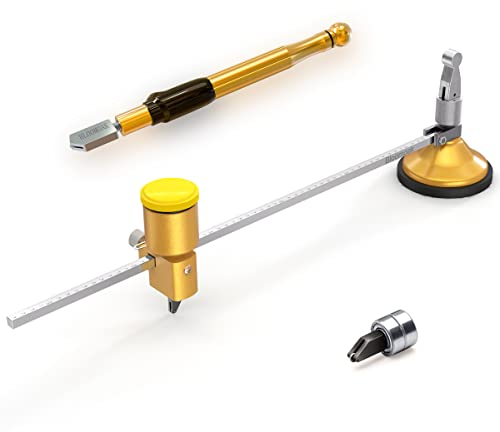 Bloomoak Glasrundschneider, Schwerlast Verstellbarer Kompasse Art Glas Kreisschneider,Diamond Glas Kreisschneider Werkzeug Set 60cm