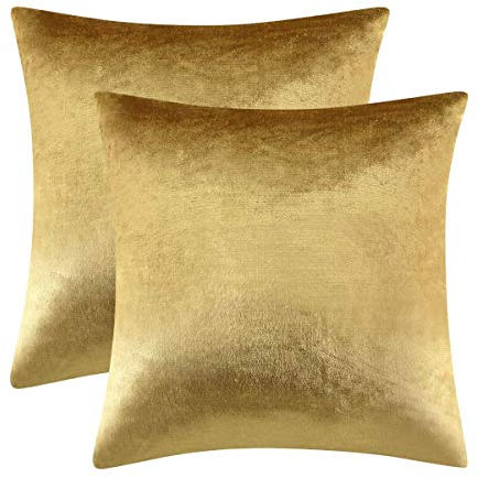 GIGIZAZA 45x45 Cushion Covers Set of 2,Velvet Gold Throw Pillow Covers Decorative Modern Square Luxury Solid Cushion Cases for Bedroom Couch Sofa Pillow Cases